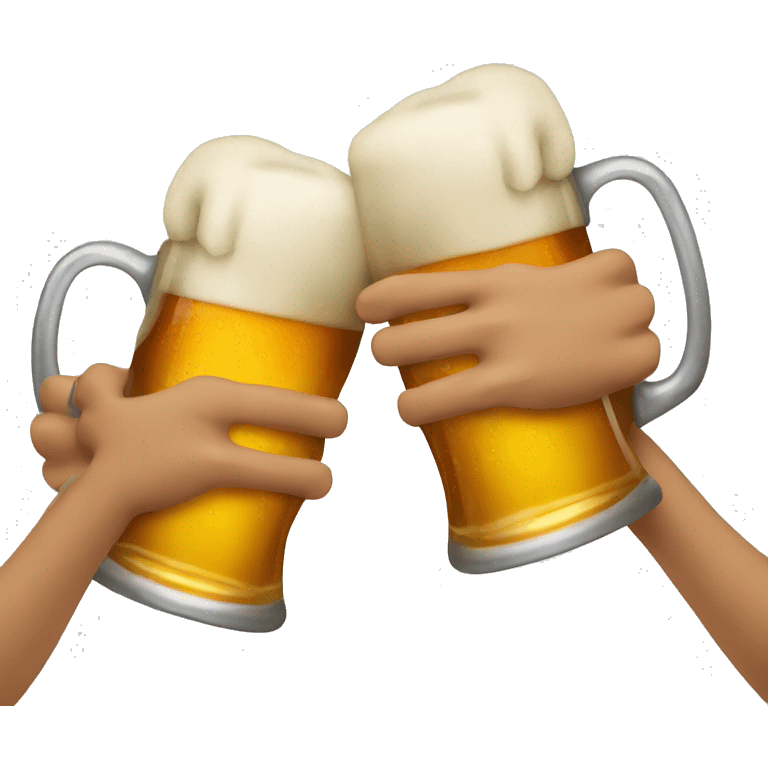 Apple emoji hands holding beer mugs making a toast emoji