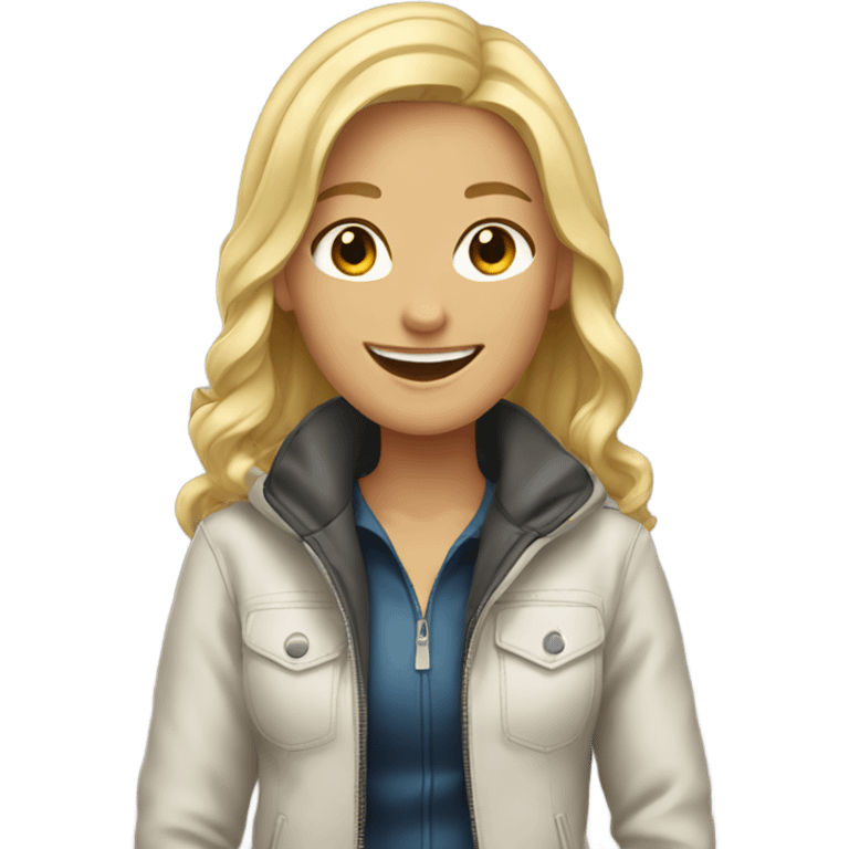 smiling blonde girls in jackets emoji