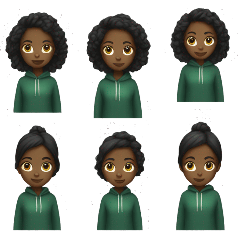 Black girl wearing a dark green hoodie emoji