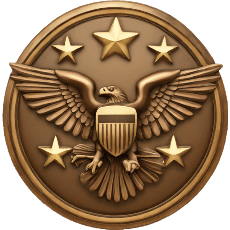 Bronze military badge with stars and an eagle emoji