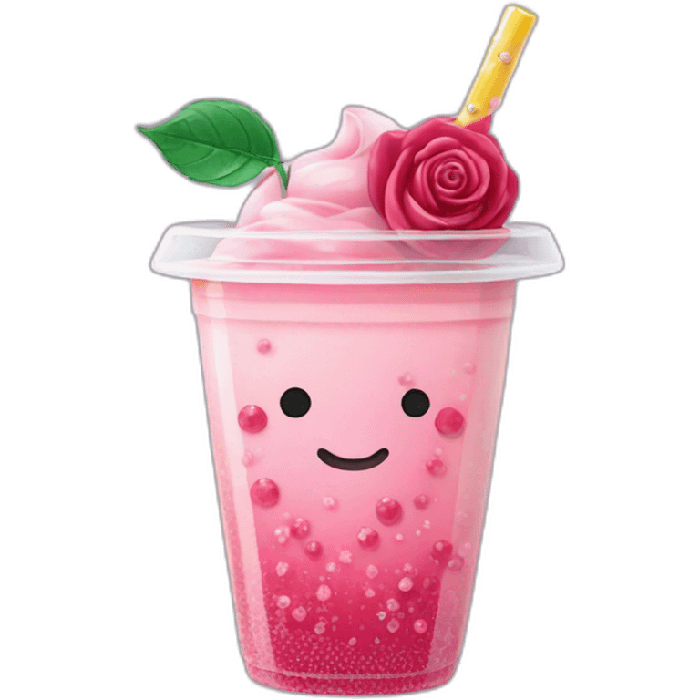 Bubble tea rose avec des paillettes emoji