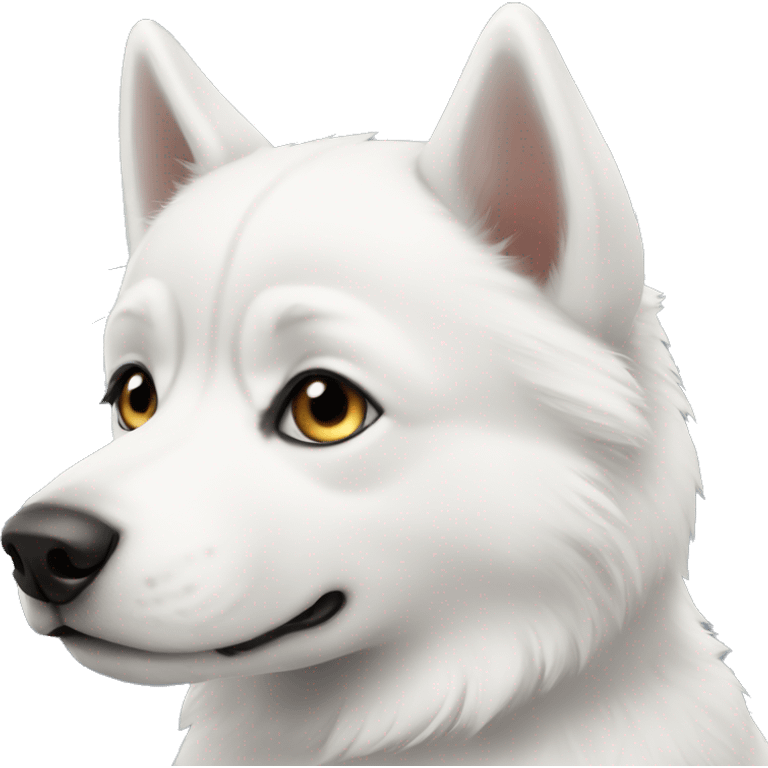 White little husky dog with black eyes emoji