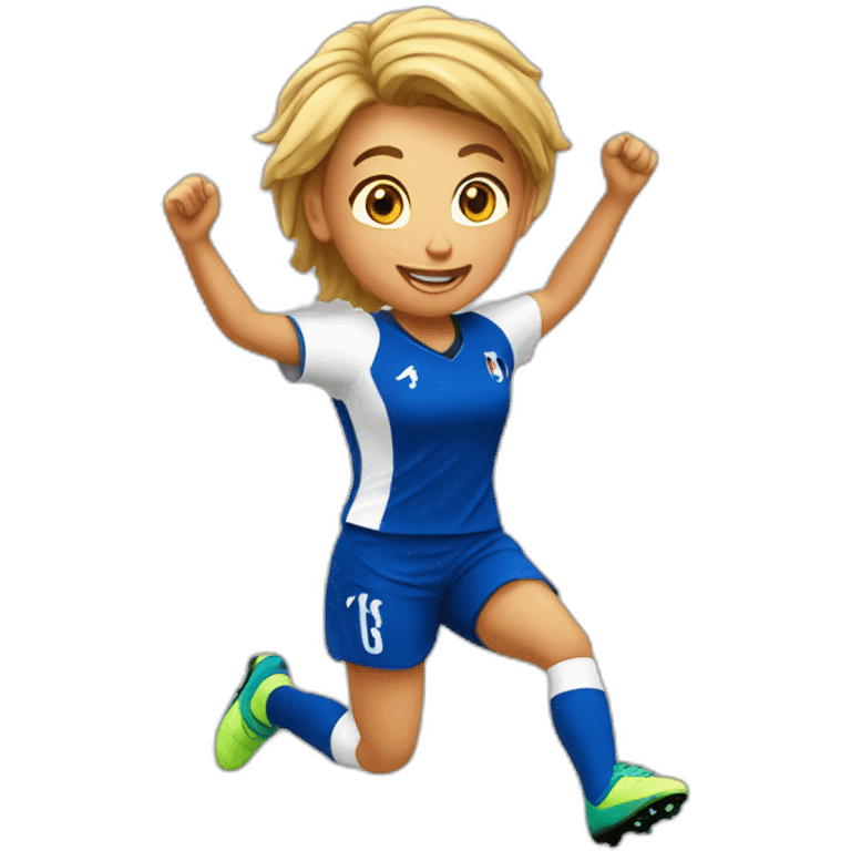 French female soccer player jumping emoji