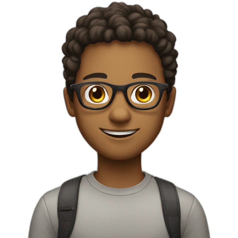 young person with glasses saying hi emoji