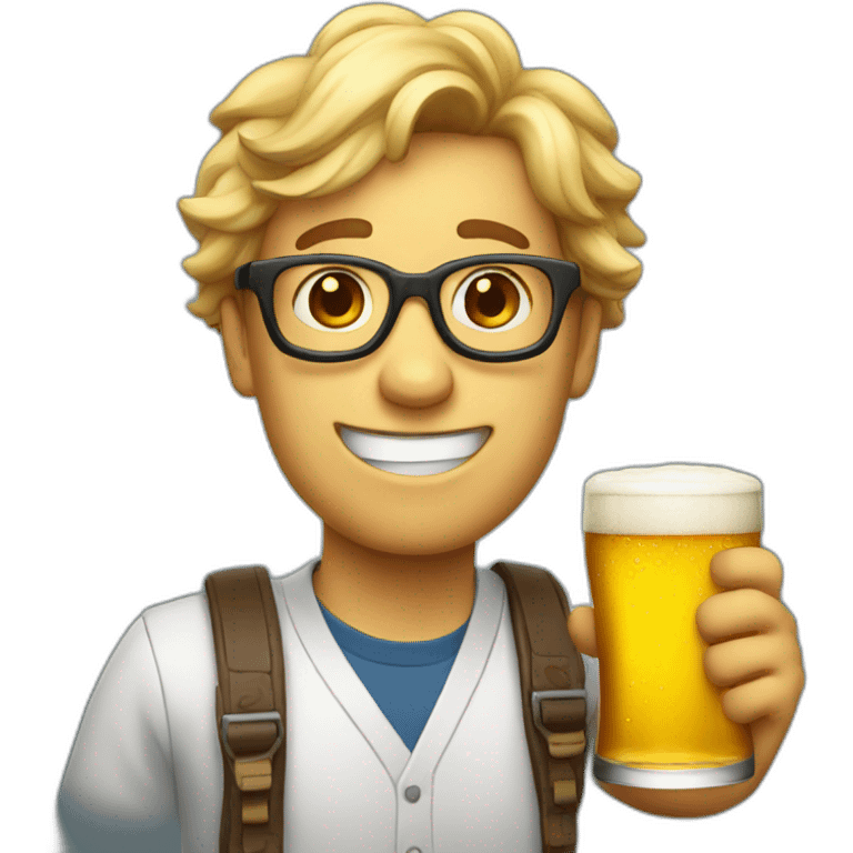 nerd with a beer waving emoji