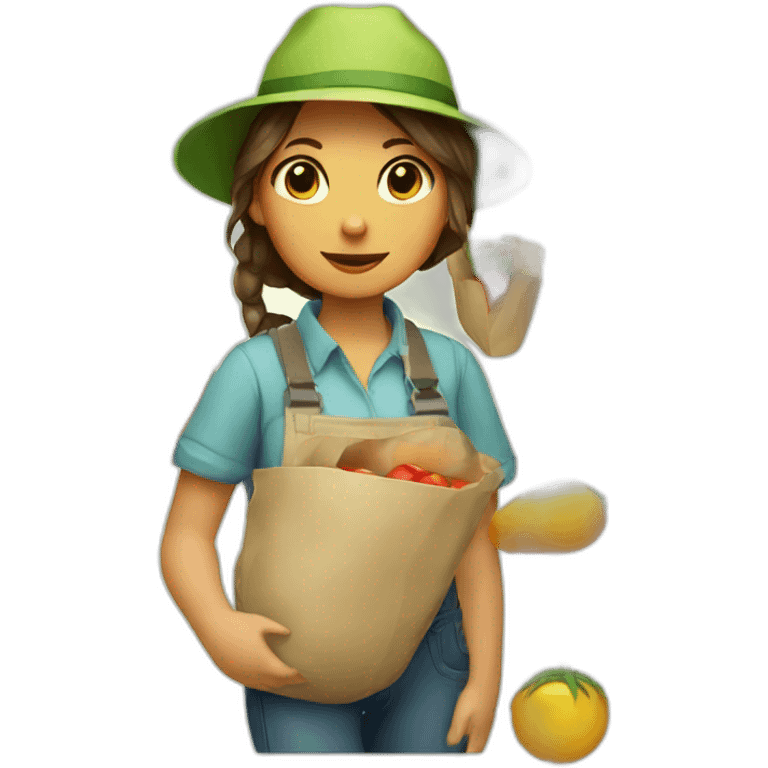 girl gardener in a hat with a burrito emoji