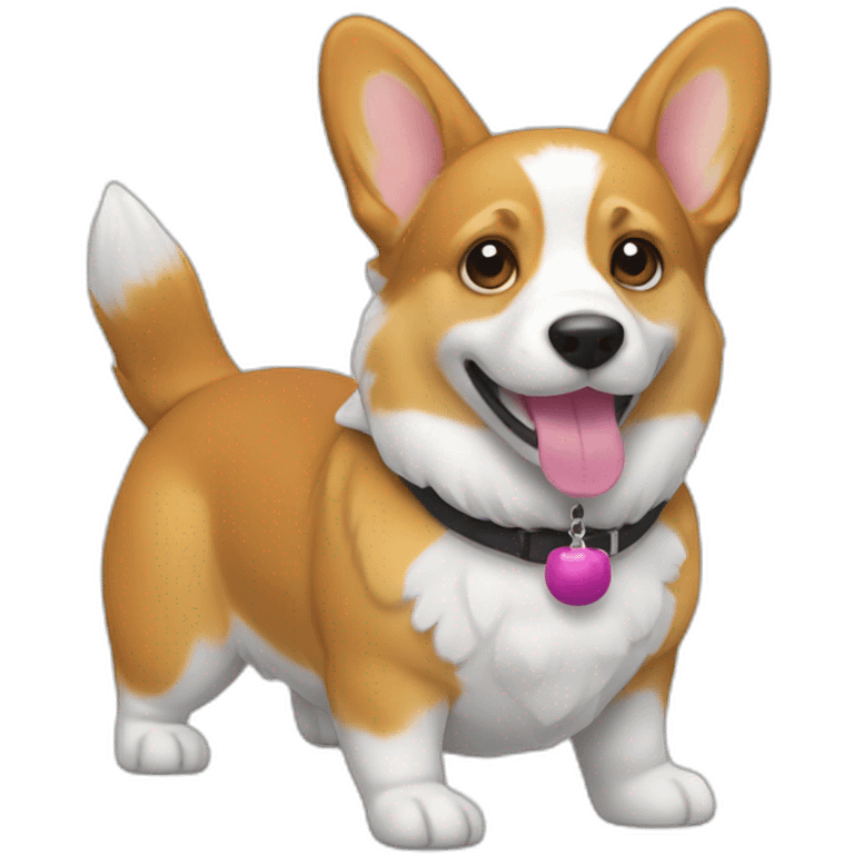 corgi with a toy emoji