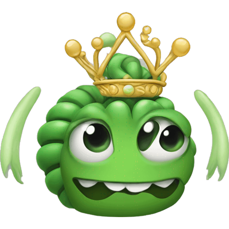 Green worm wearing a tiara  emoji