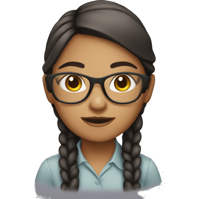 girl wearing glasses working hard emoji