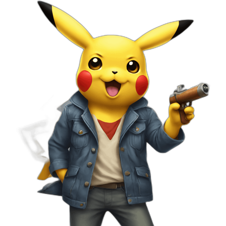 pikachu with pumpgun smoking cigar emoji