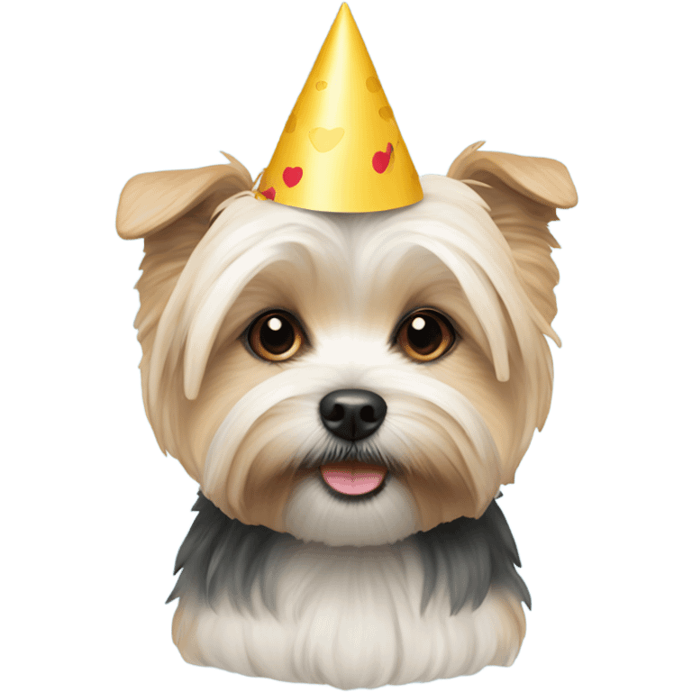  This morkie with party hat emoji