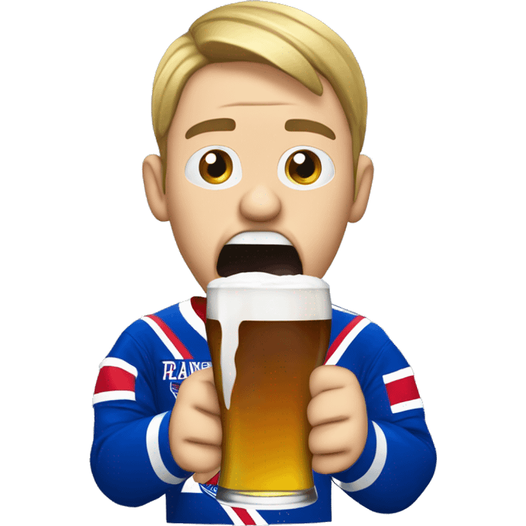 Crying new york rangers fan drinking a beer  emoji