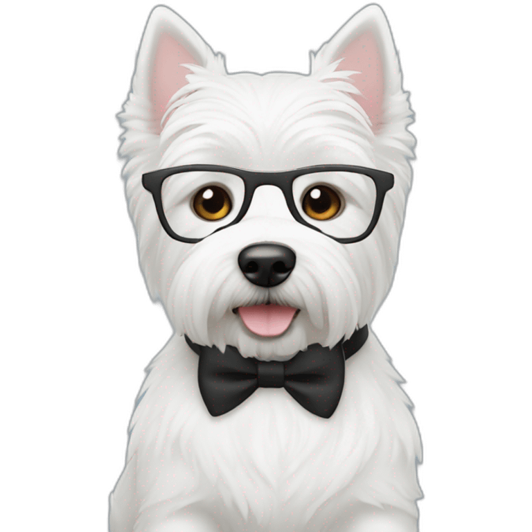 Man with glasses anda westie dog in s emoji