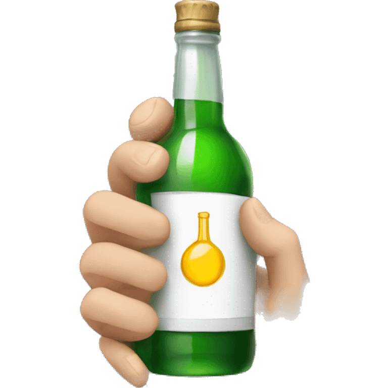 Hand holding a bottle of alcohol emoji