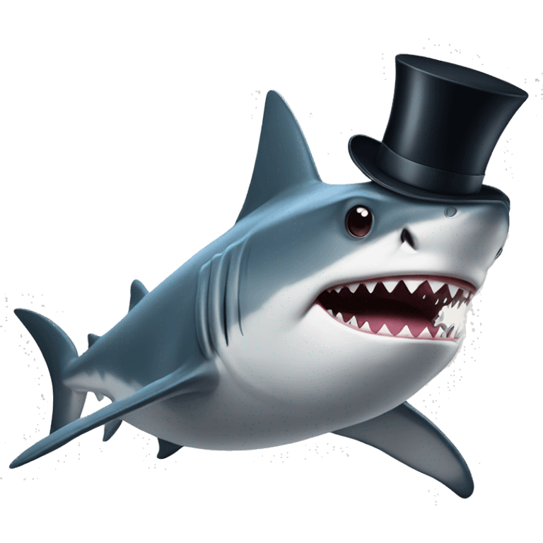 Shark with a top hat emoji