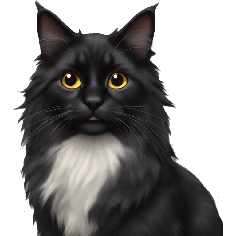 Black domestic longhair cat emoji