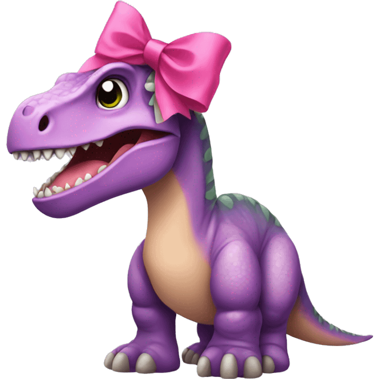 Dinosaur with a pink bow emoji