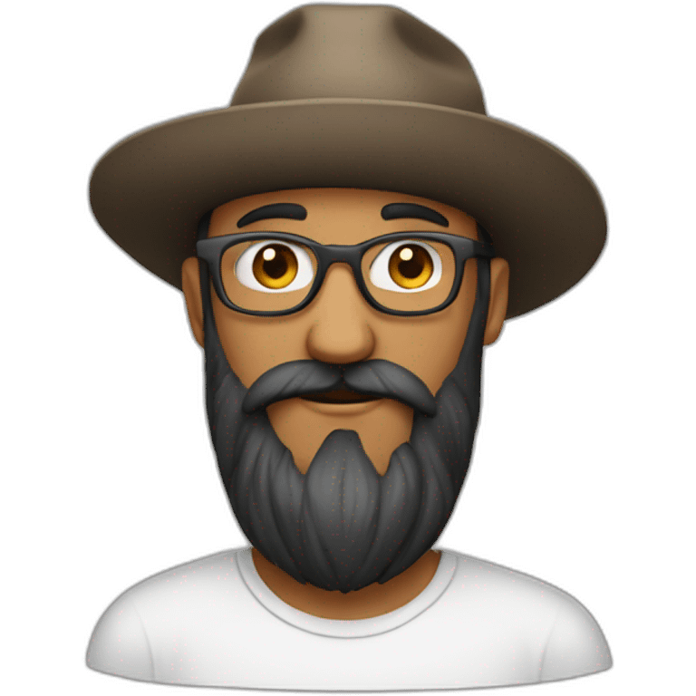 harvest long black beard no hair glasses with hat emoji