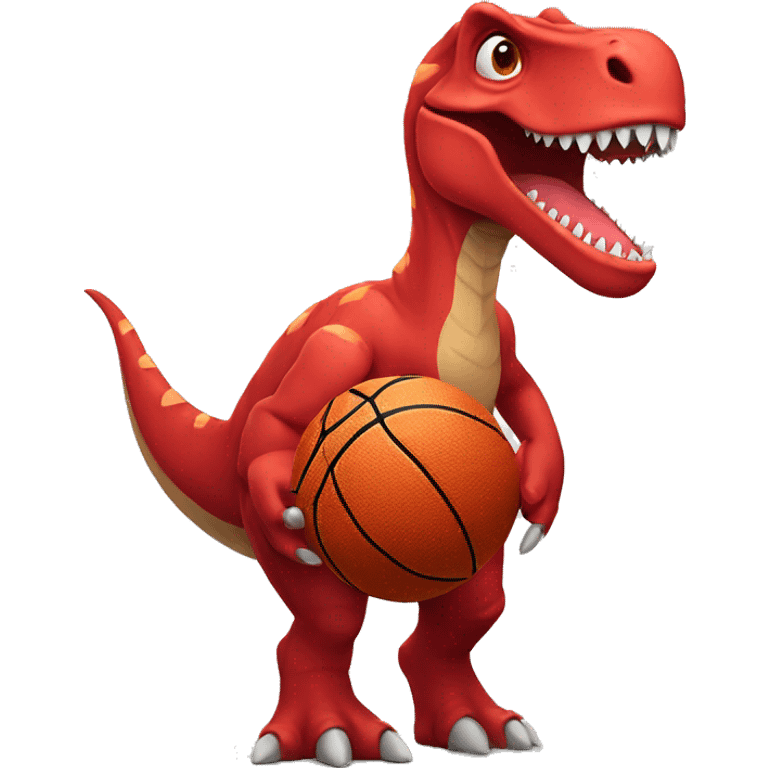 red dinosaur with basketball emoji