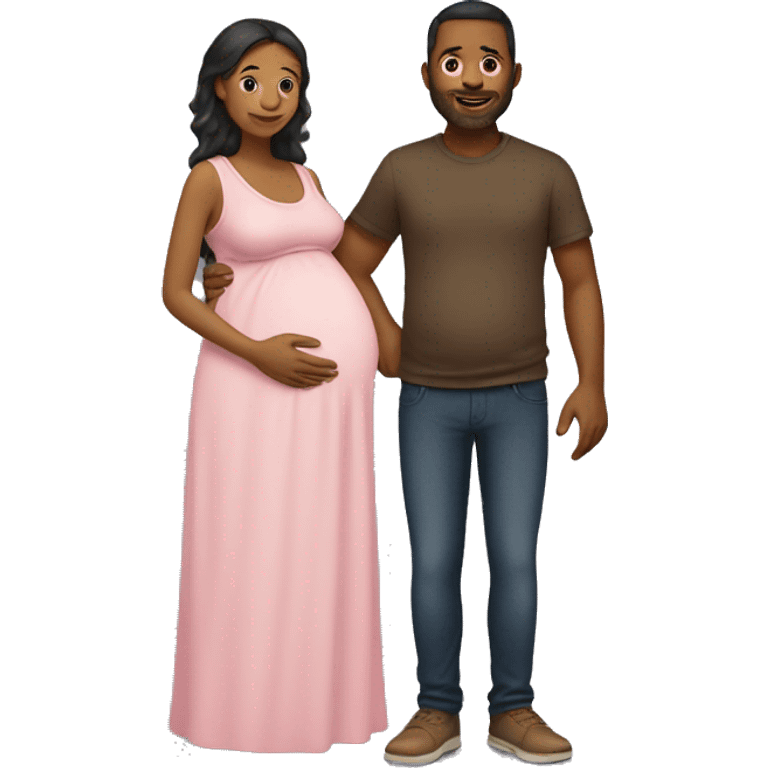 A pregnant woman with her husband  emoji