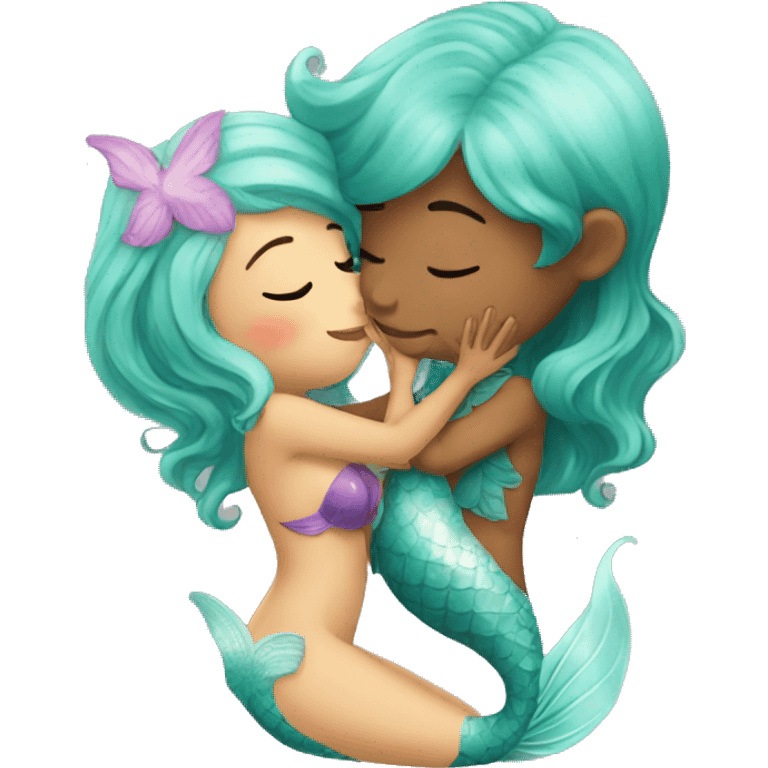 little cute mermaid kiss emoji