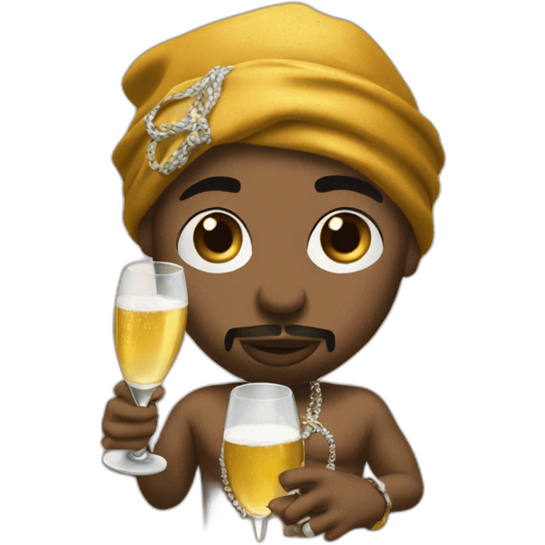 2pac with bandana drinking champagne emoji