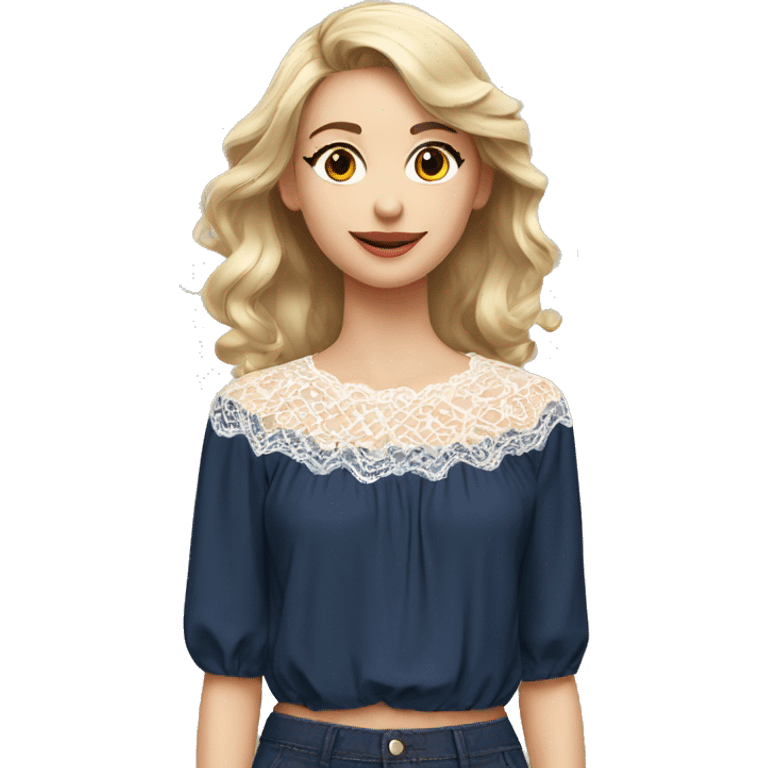  Navy blue top with lace emoji