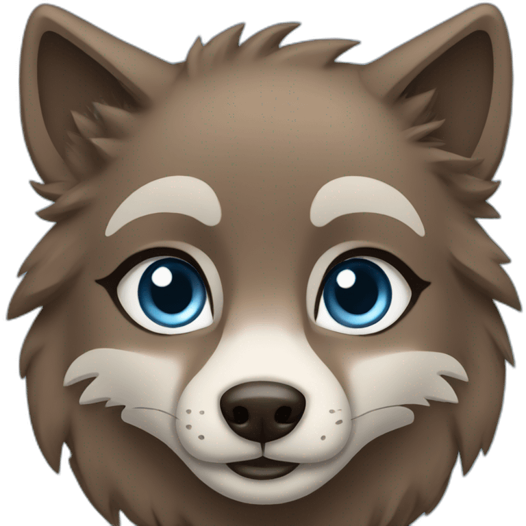 Brown female wolf blue eyes  emoji