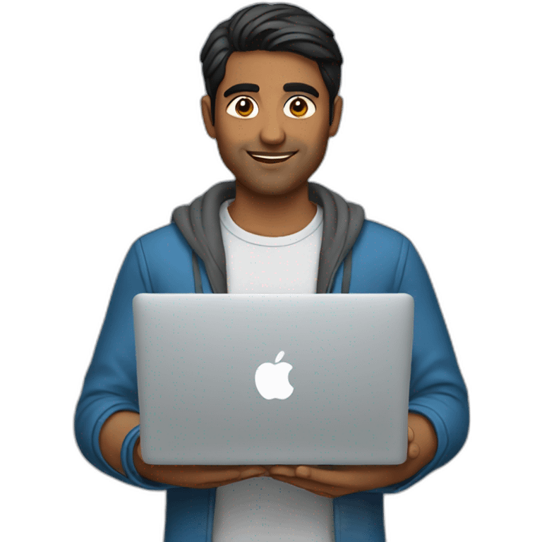 Indian guy using macbook laptop emoji