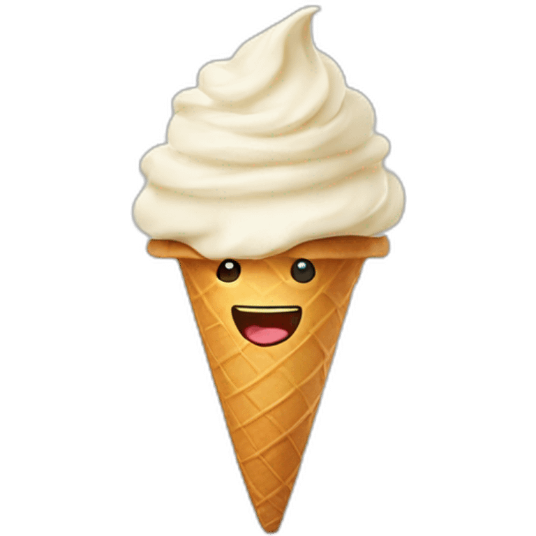 Ice cream cone with a happy face emoji