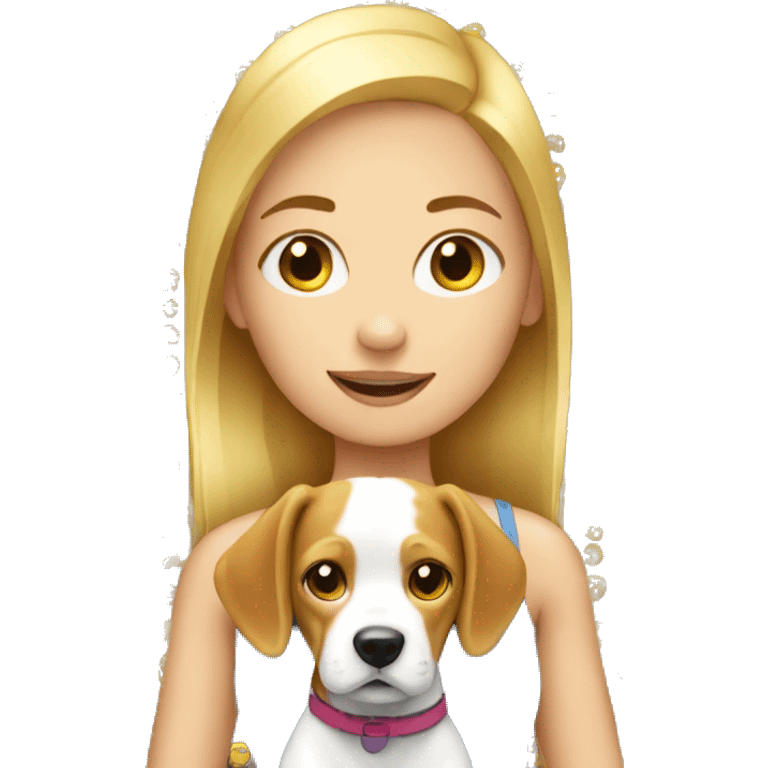 blonde girl with beagle  emoji