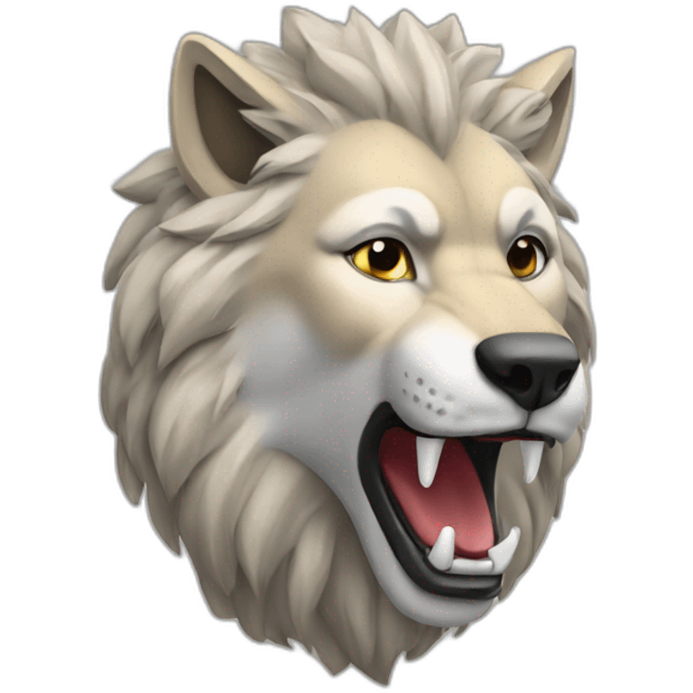 Loup sur un lion emoji