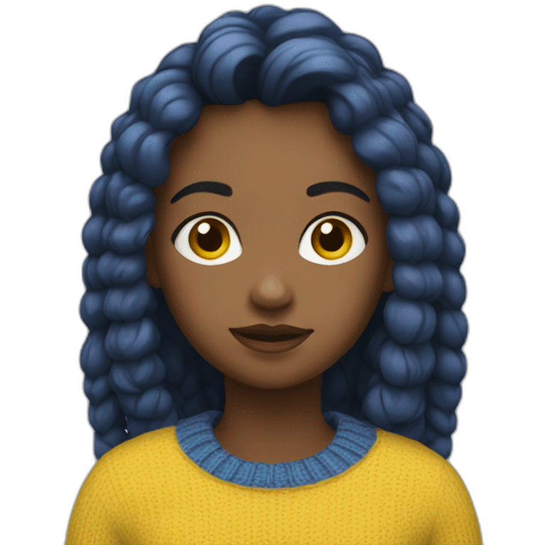 Girl in blue and yellow sweater emoji