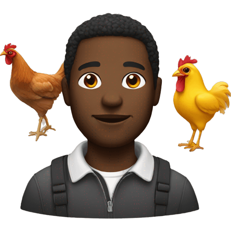 a black man with a chicken  emoji