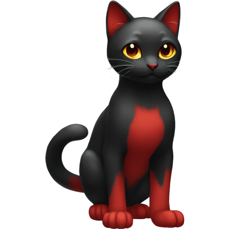 Shiny Black-Red Dark-type-Fakémon-Cat full body emoji