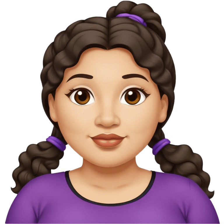  plus size light skin latino women with wavy dark hair in pony tail flat wide nose  emoji