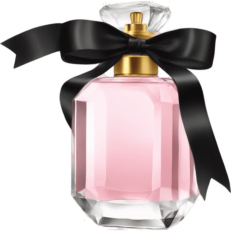 light pink crystal perfume bottle with black ribbon display emoji