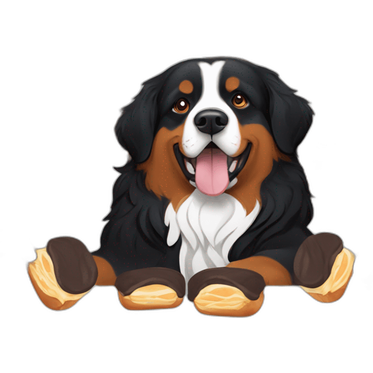 Bernese Mountain Dog eating cinnamon buns emoji