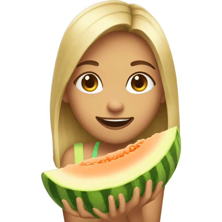 Girl eating melon emoji