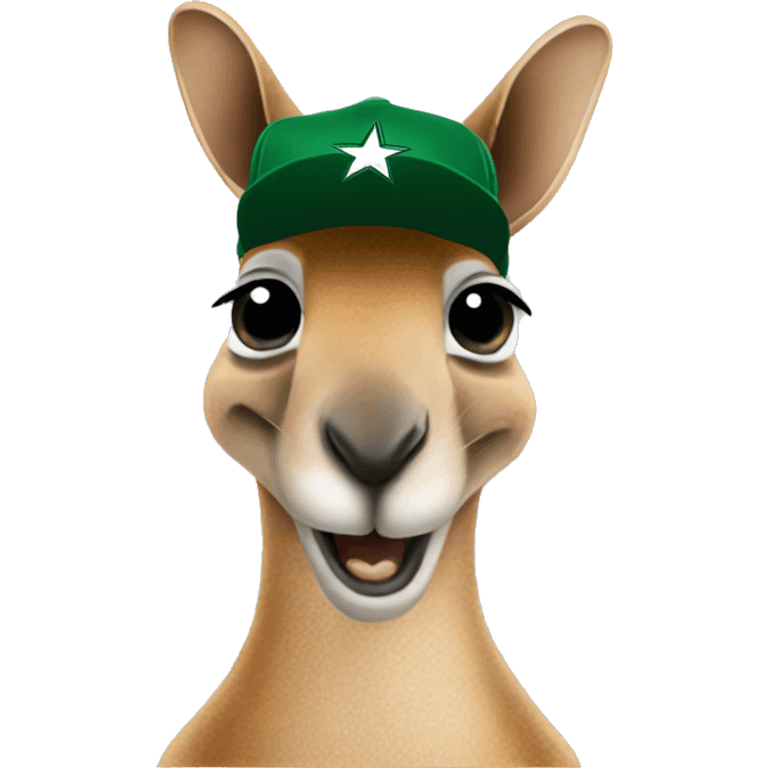 Kangaroo wearing a dallas stars hat emoji