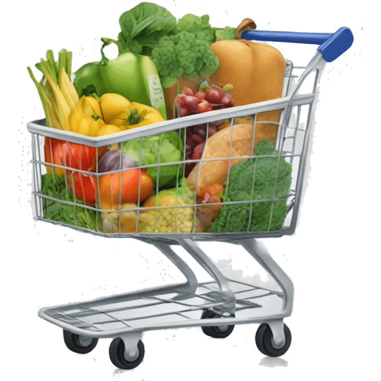 shopping cart full of healthy foods emoji