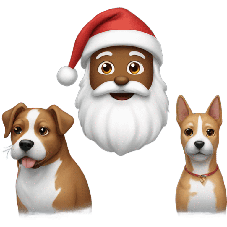 Santa with three dogs and a cat emoji