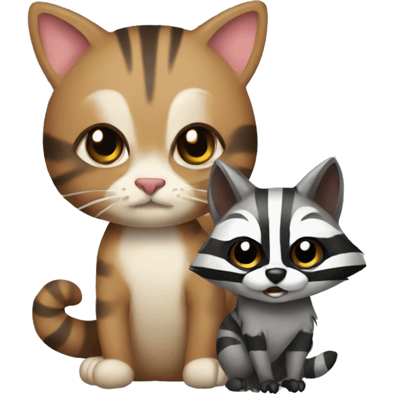 Cat and raccoon  emoji