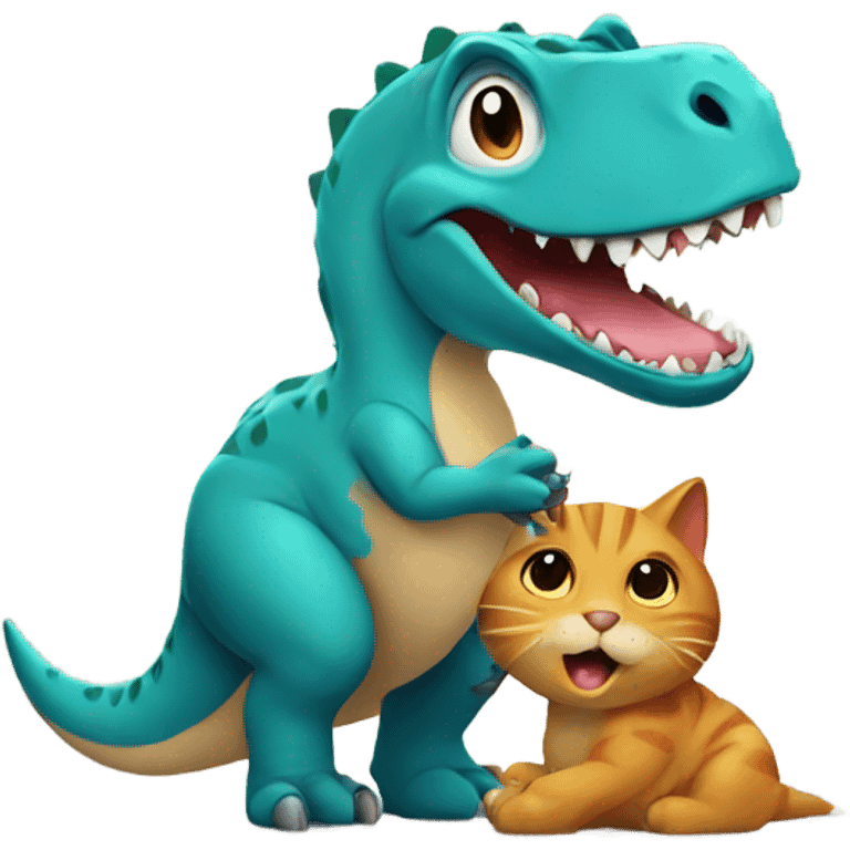 Dinosaur holding a cat emoji