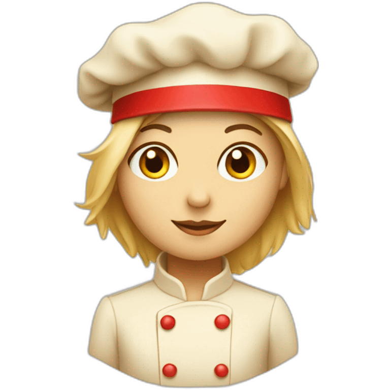 beige chick with a red chef's hat  emoji