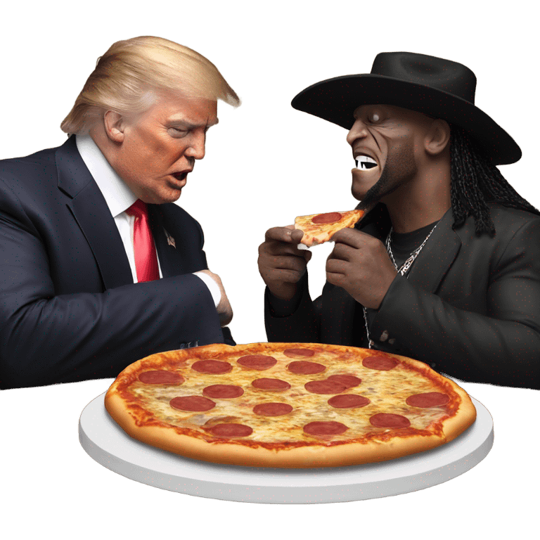 Donald trump eating pizza with the undertaker (from WWE) emoji