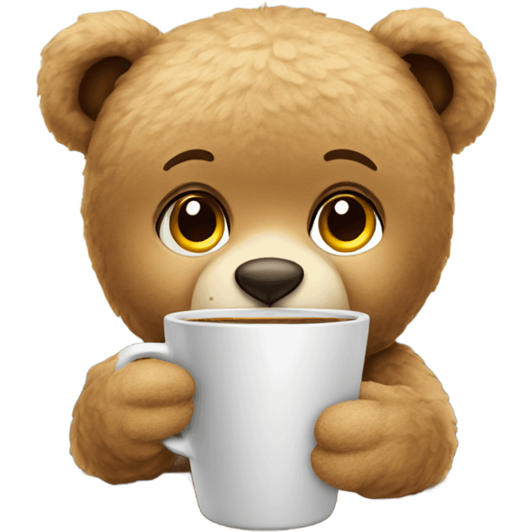 Female Teddy Bear drinking coffee emoji