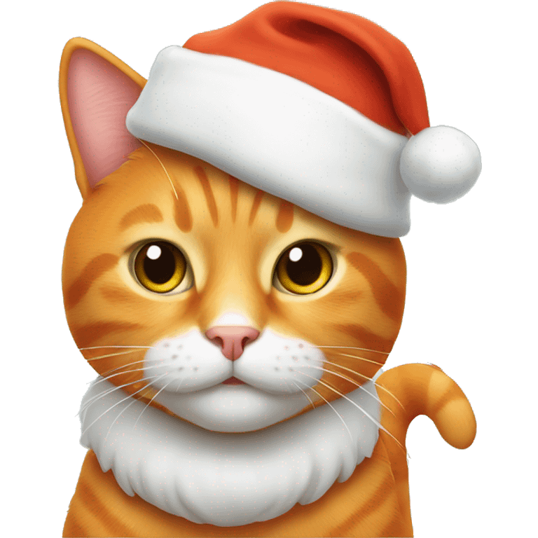 Orange cat with a Santa hat  emoji