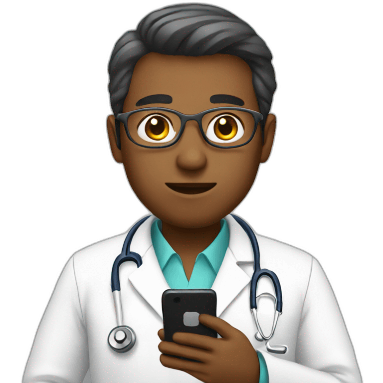 Doctor using smartphone emoji