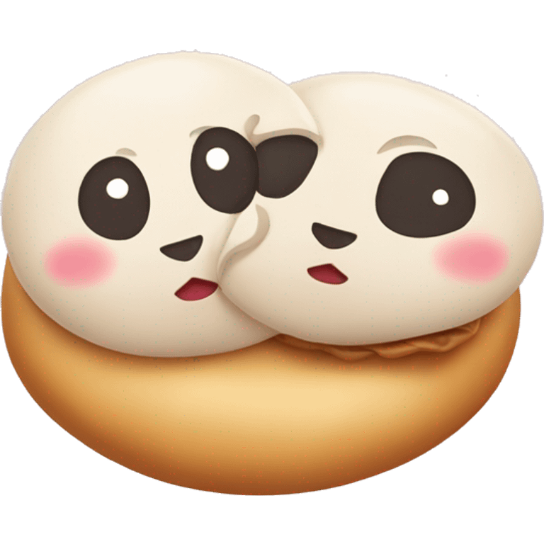 Two bao buns in love emoji